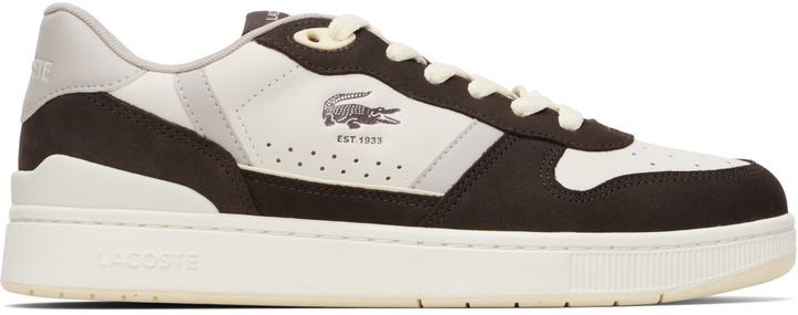 Photo: Lacoste Brown & Gray T-Clip Set Leather Sneakers