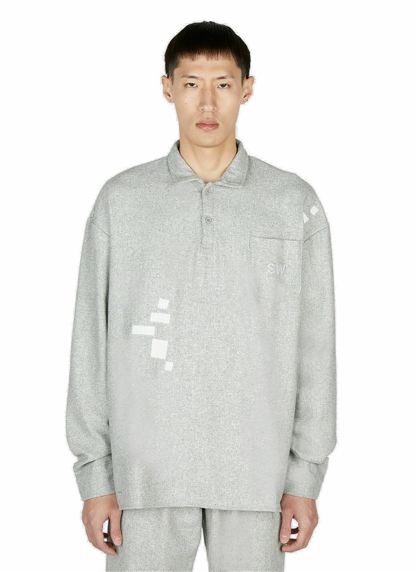 Photo: Saintwoods - Long Sleeve Knit Polo Top in Grey