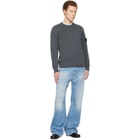 Stone Island Gray 5100033 Plated Rib Cotton Bouclé Sweater
