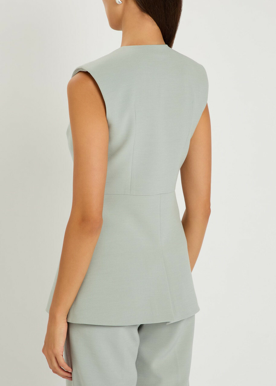 Huishan Zhang Sigrid Crystal-embellished Woven Vest Grey
