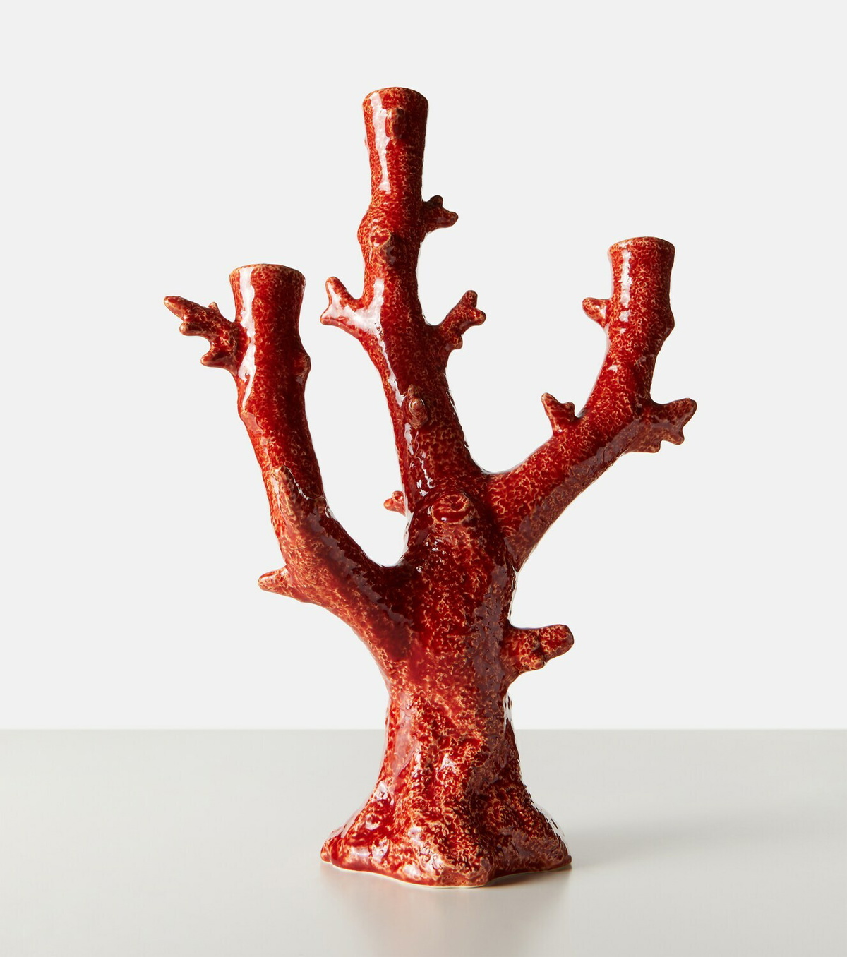 Bordallo Pinheiro Coral earthenware candle holder