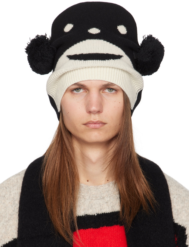 Walter Van Beirendonck Black & Off-White Walter Beanie  display picture 3