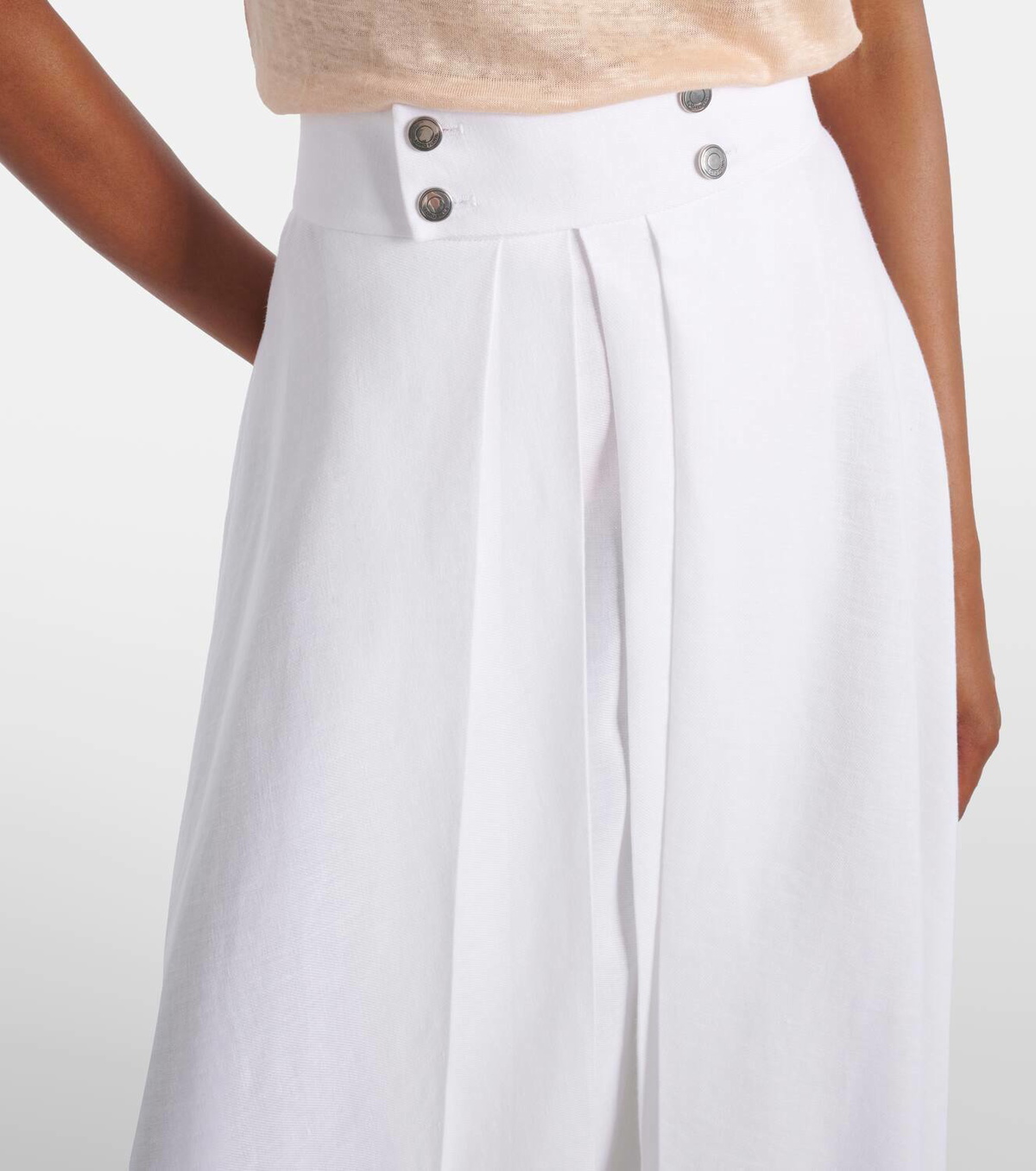 Loro Piana Petra pleated linen maxi skirt