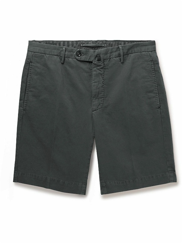 Photo: Incotex - Venezia 1951 Straight-Leg Cotton-Blend Twill Bermuda Shorts - Gray