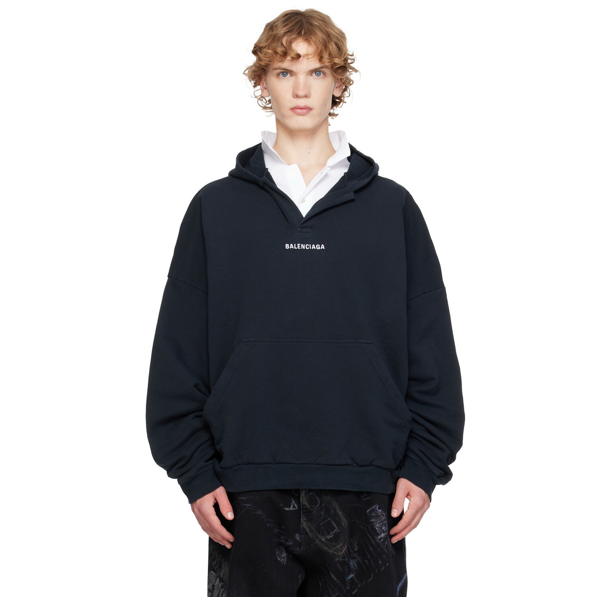 Balenciaga Black 'Balenciaga' Back Polo Hoodie