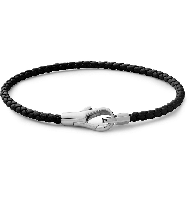 Photo: Miansai - Knox Woven Leather and Sterling Silver Bracelet - Black