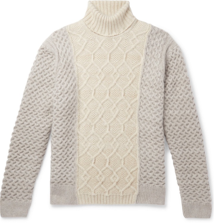 Photo: Missoni - Slim-Fit Colour-Block Wool-Blend Rollneck Sweater - Neutrals