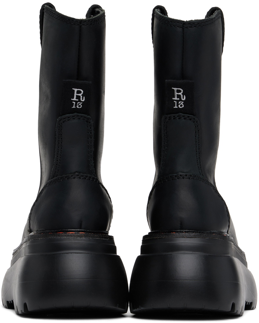【関税込み】R13 ブラック Single Stack ブーツ R13 Black Chunky Workwear Boots R13