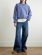 ERL - Cropped Logo-Embroidered Cotton-Jersey Sweatshirt - Blue