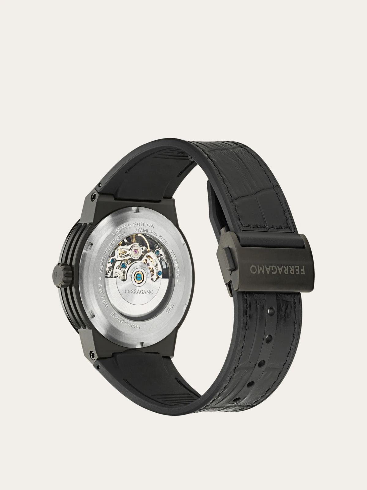 Ferragamo Mens F-80 Auto Manufacture watch in Black