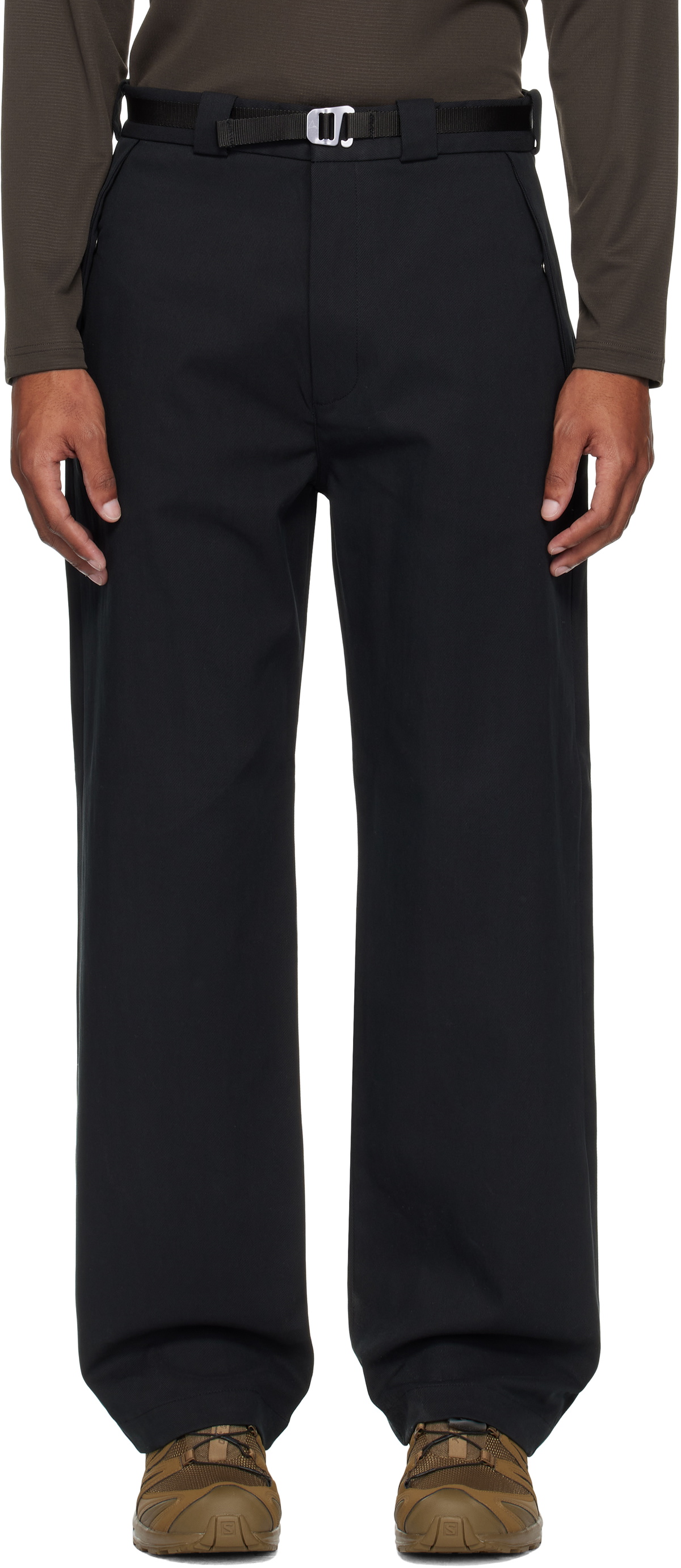ROA Black Buckle Chino Trousers