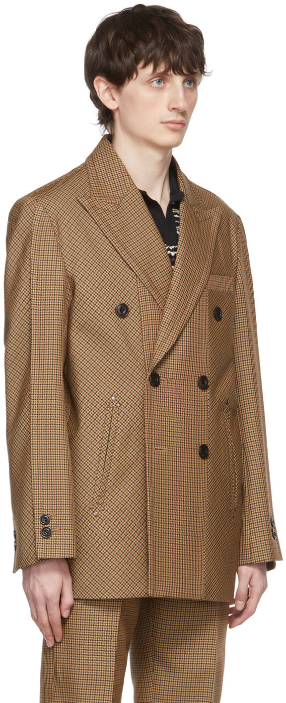 Andersson Bell Brown Santes Checked Double Breasted Blazer