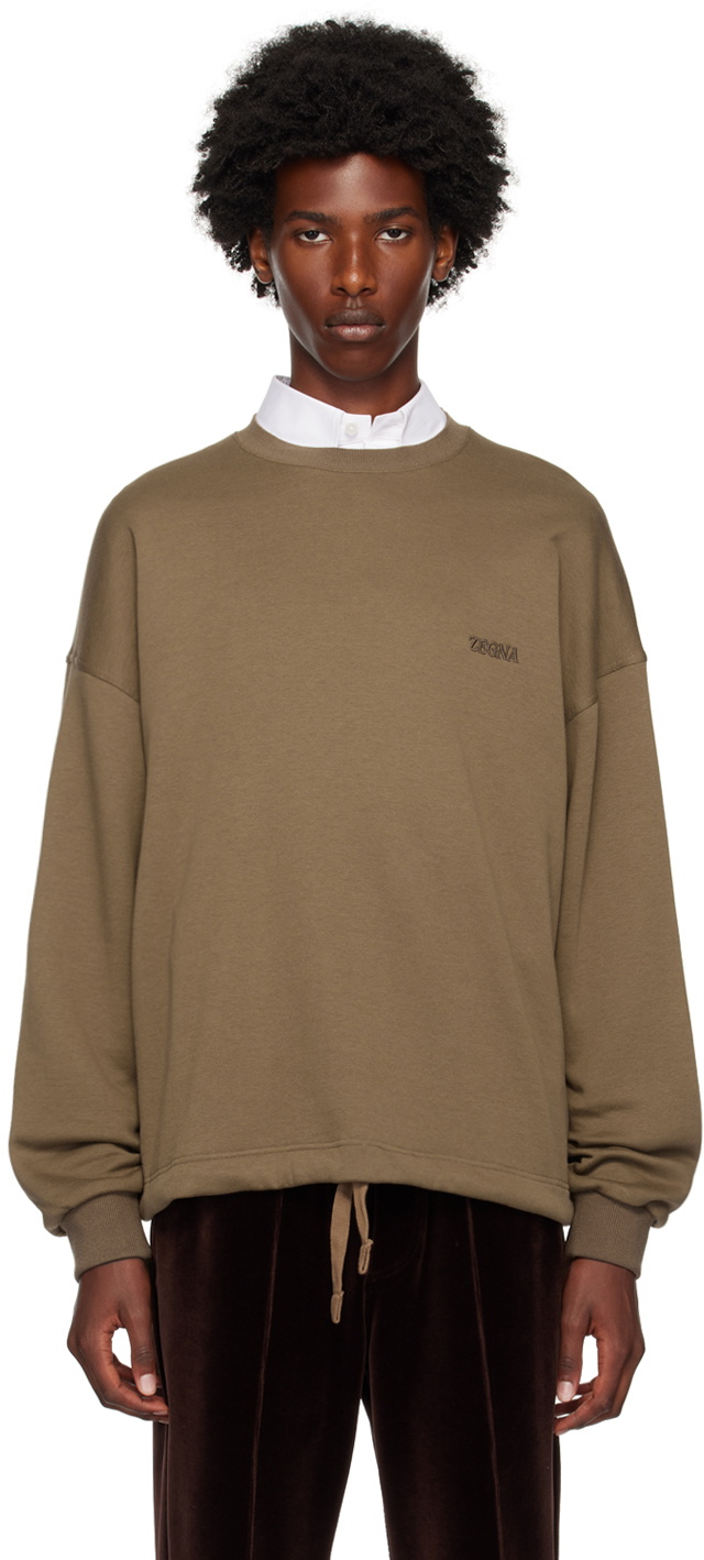 ZEGNA Brown Crewneck Sweatshirt