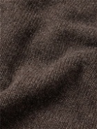 Raf Simons - Appliquéd Leather-Trimmed Virgin Wool Rollneck Sweater - Brown