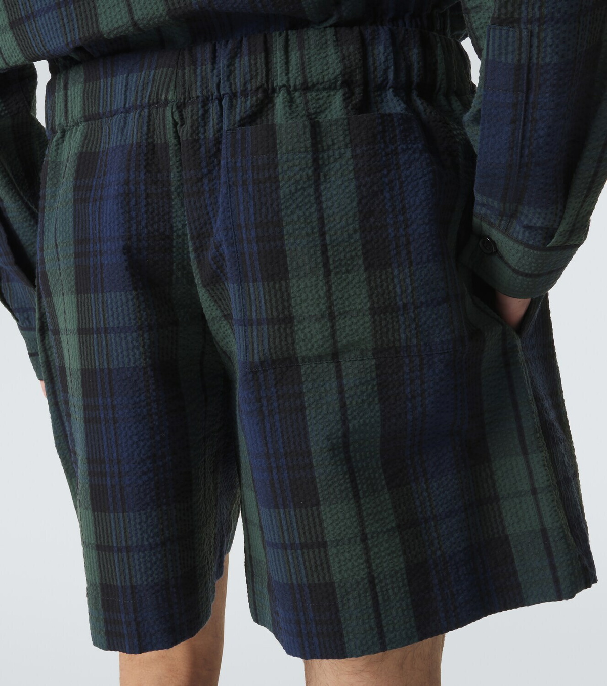 JW Anderson Checked cotton seersucker shorts