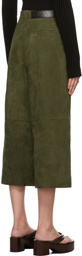 Loewe Khaki Suede Cropped Button Trousers