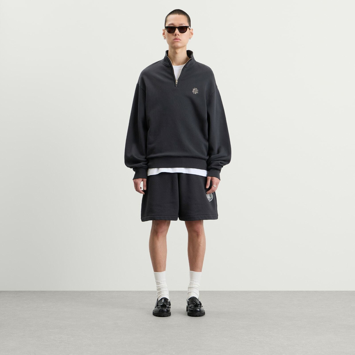 END. Slice Half Zip Sweat in Cinder Black