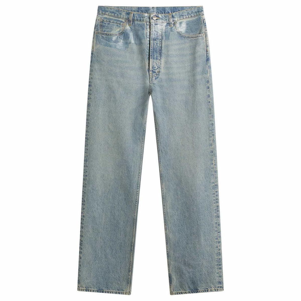 Maison Margiela Men's Taped Waist Denim Jeans in Ice Blue