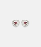 Kamyen Heart 18kt white gold earrings with diamonds and rubies