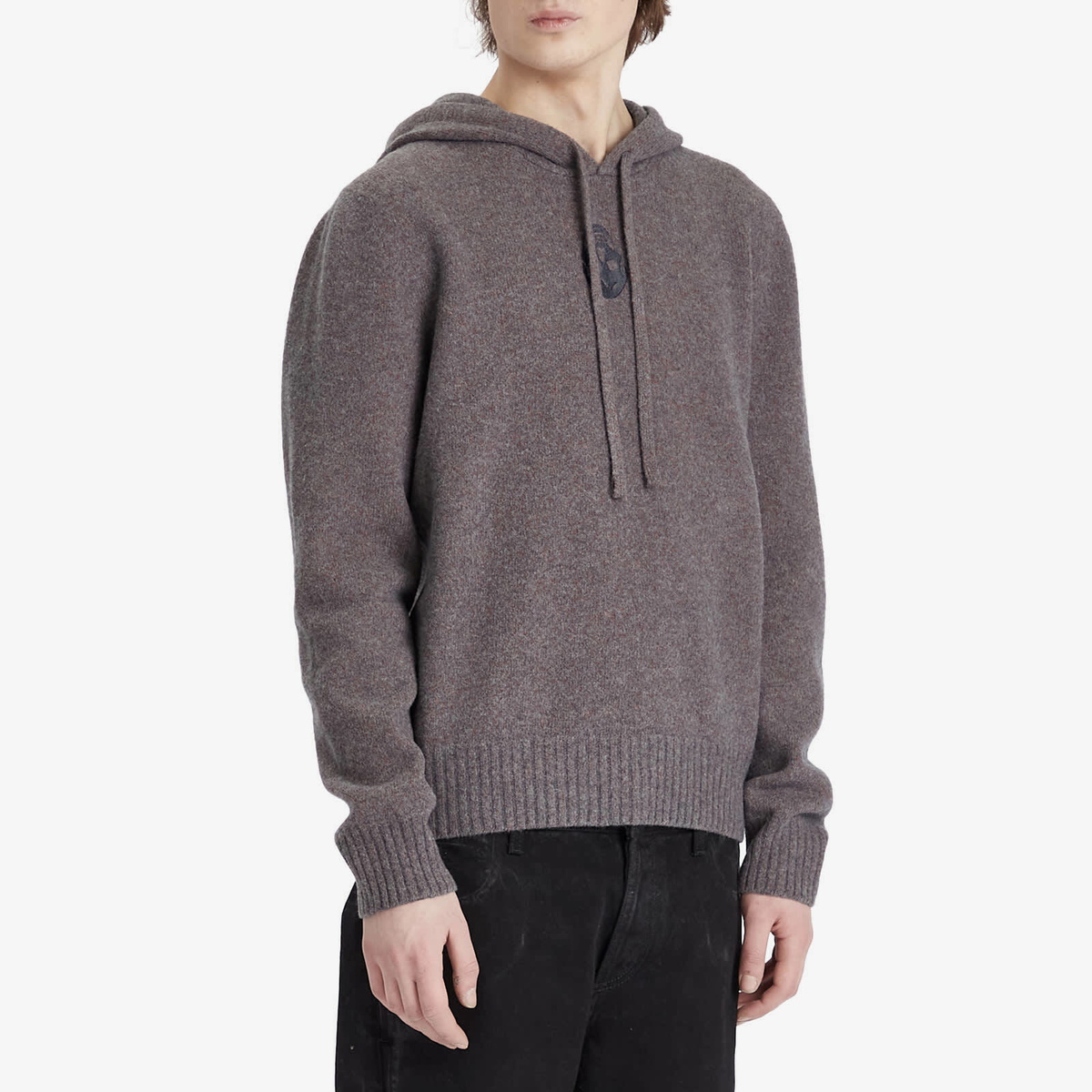Alexander McQueen Men's Fade Effect Hoodie in Grey Melange/Rust