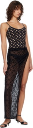 Marine Serre Black Moonogram Meshflock Cover-Up Skirt