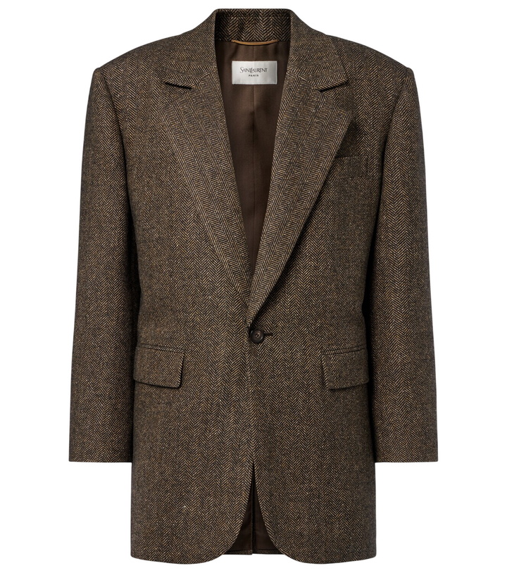 Photo: Saint Laurent Herringbone wool-blend blazer
