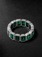 42 Suns - 14-Karat White Gold Emerald Eternity Ring - Green