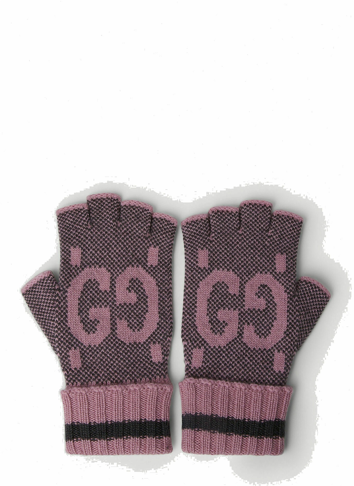 GG Jacquard Fingerless Gloves in Pink Gucci