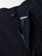 Massimo Alba - Tapered Pleated Virgin Wool and Cotton-Blend Trousers - Blue