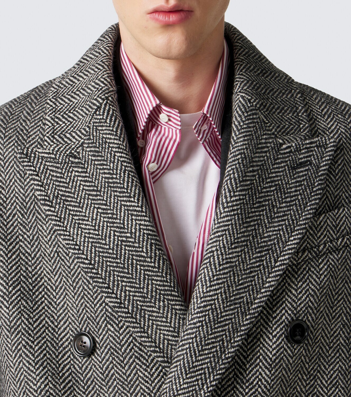 Ami Paris Herringbone double-breasted wool coat