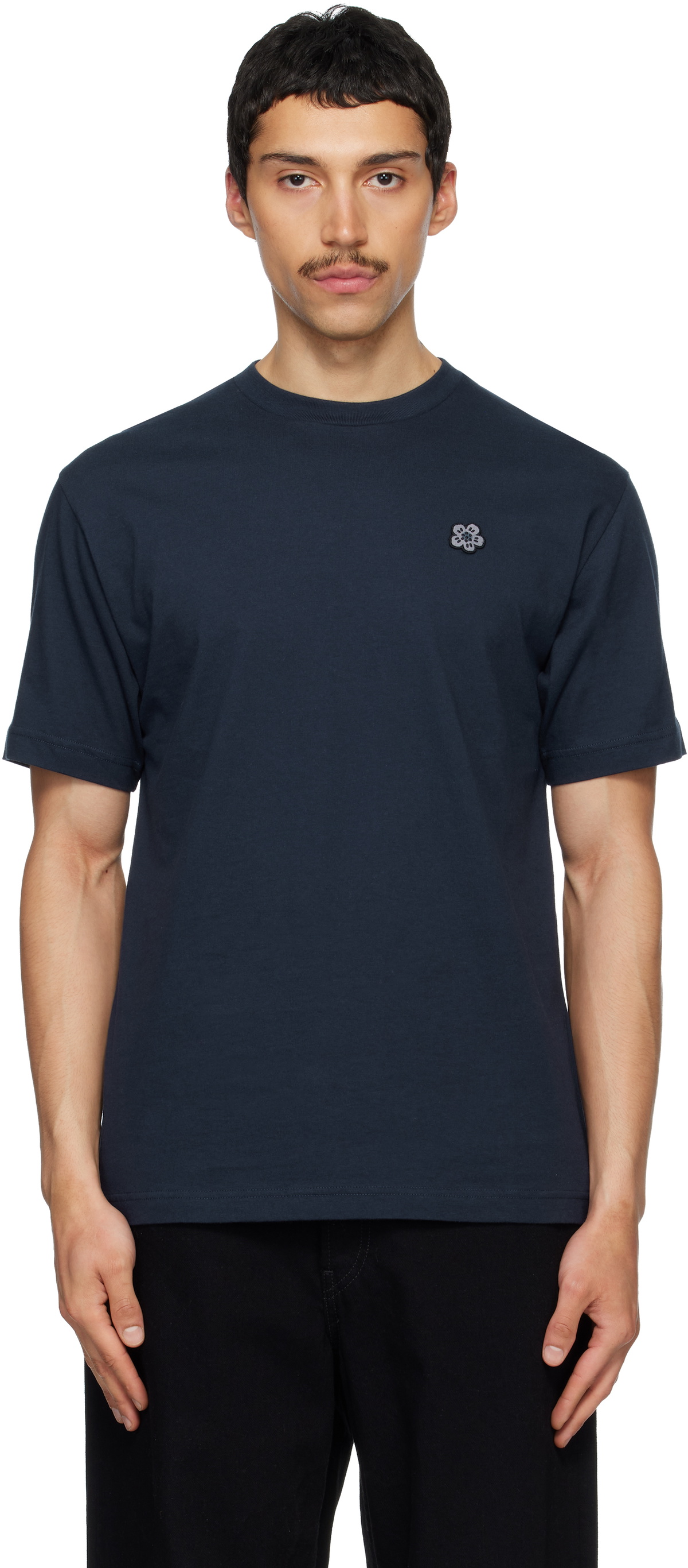 Kenzo Navy Kenzo Paris 'Boke Flower' Embroidered T-shirt