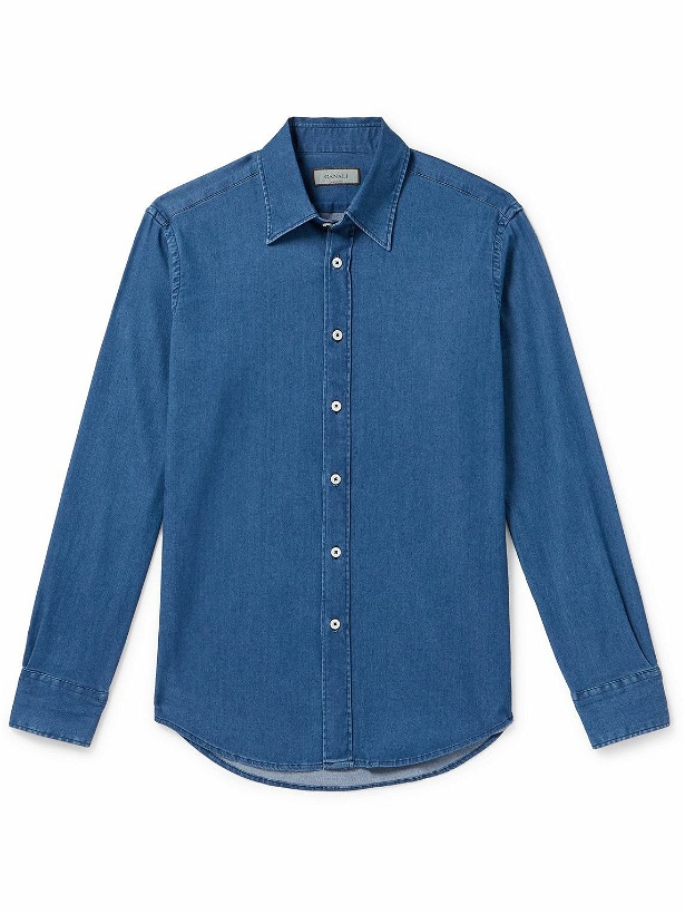Photo: Canali - Cotton-Blend Chambray Shirt - Blue