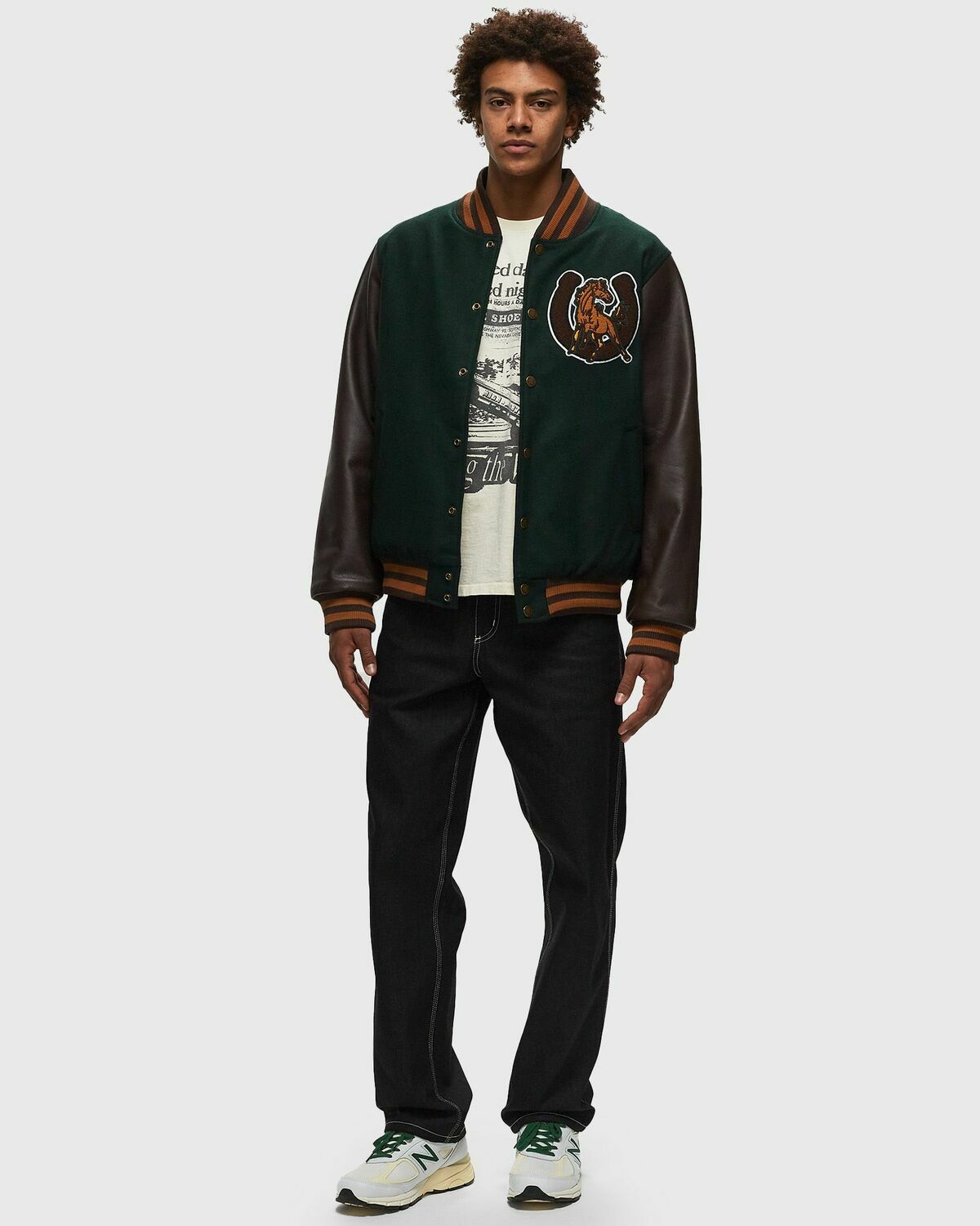 Veste Universitaire Mustang One Of These Days - Taille XXL, Vert, Manches Cuir, Neuve USA