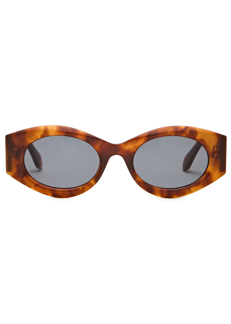 Alaïa Oval-frame Sunglasses - Brown Havana - One Size ALAÏA display picture 3