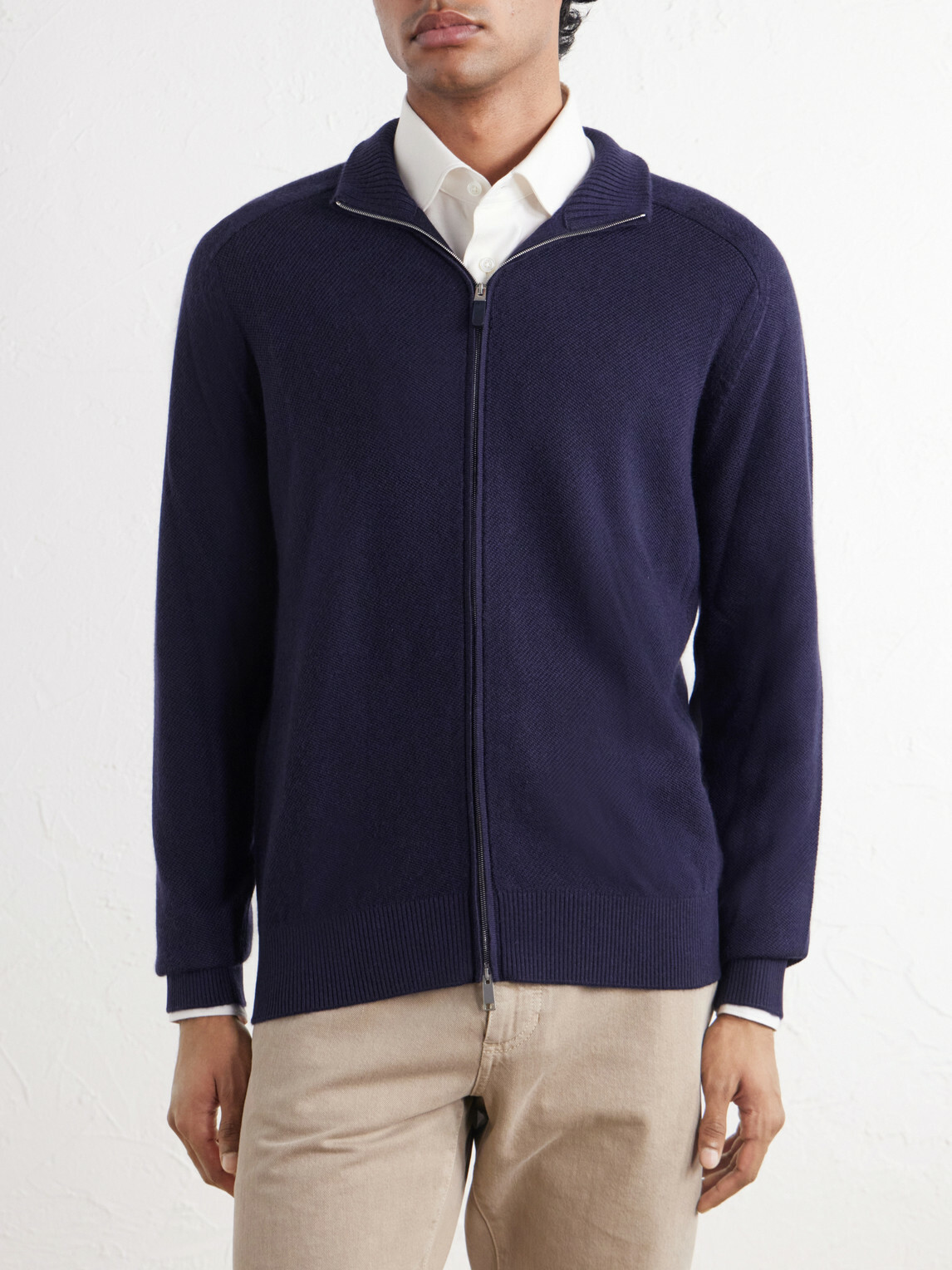 Zegna - Cashmere and Silk-Blend Zip-Up Cardigan - Blue