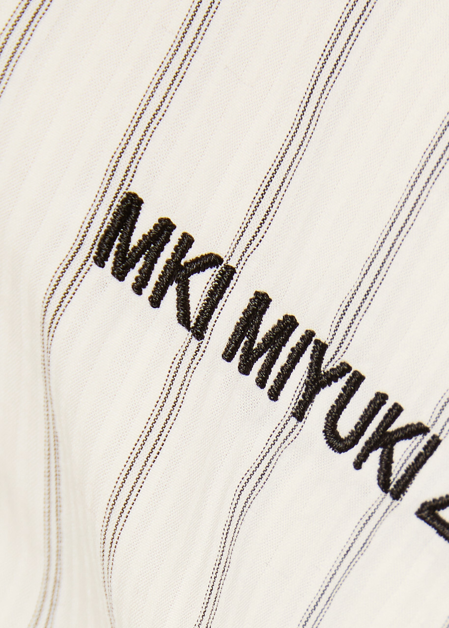 Mki Miyuki Zoku Box Dress Striped Seersucker Shirt Off White