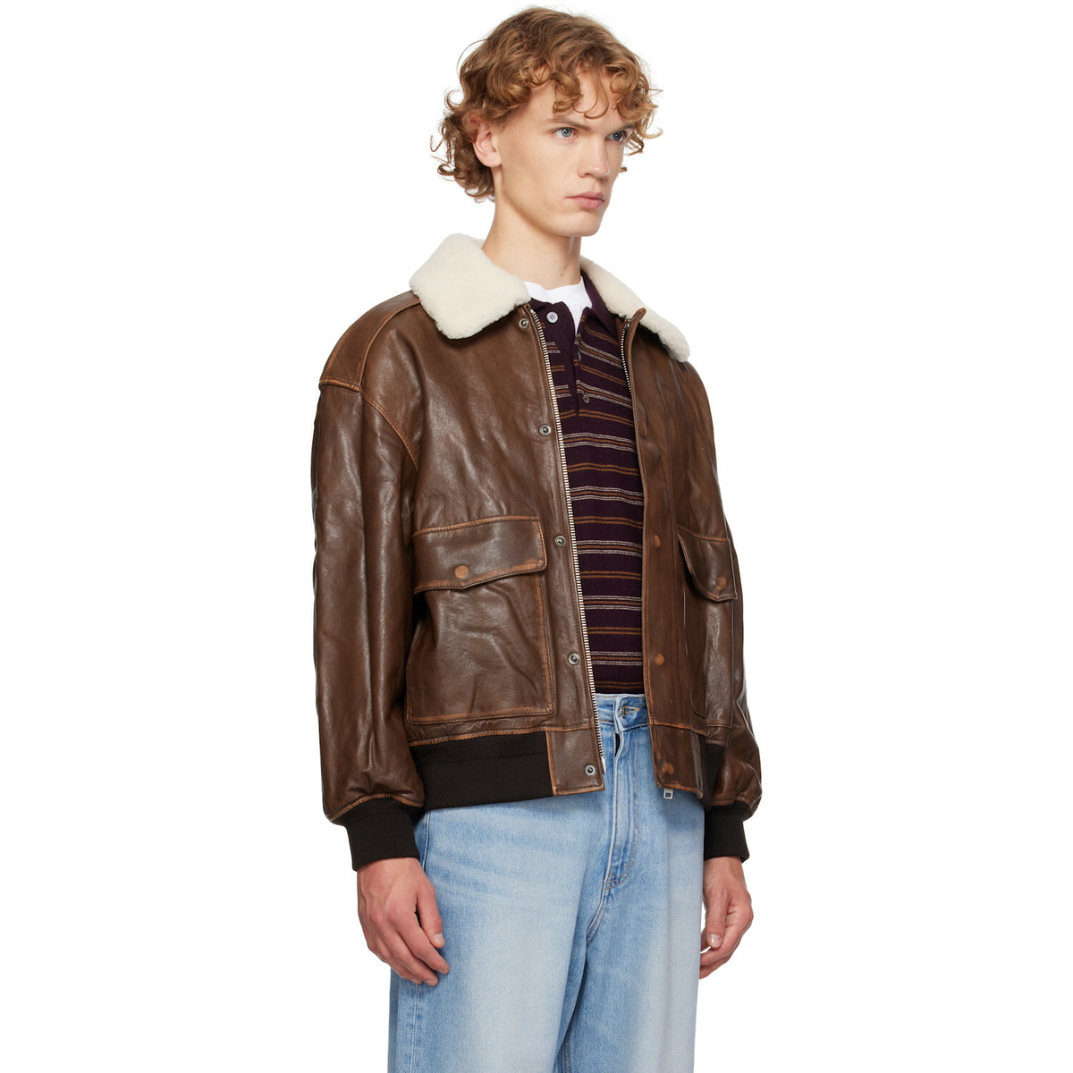 Dunst Brown Detachable A-2 Leather Jacket
