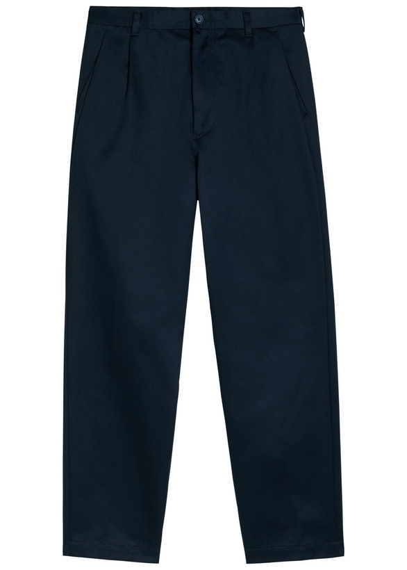 Photo: Boss Tapered-leg Cotton Trousers Navy