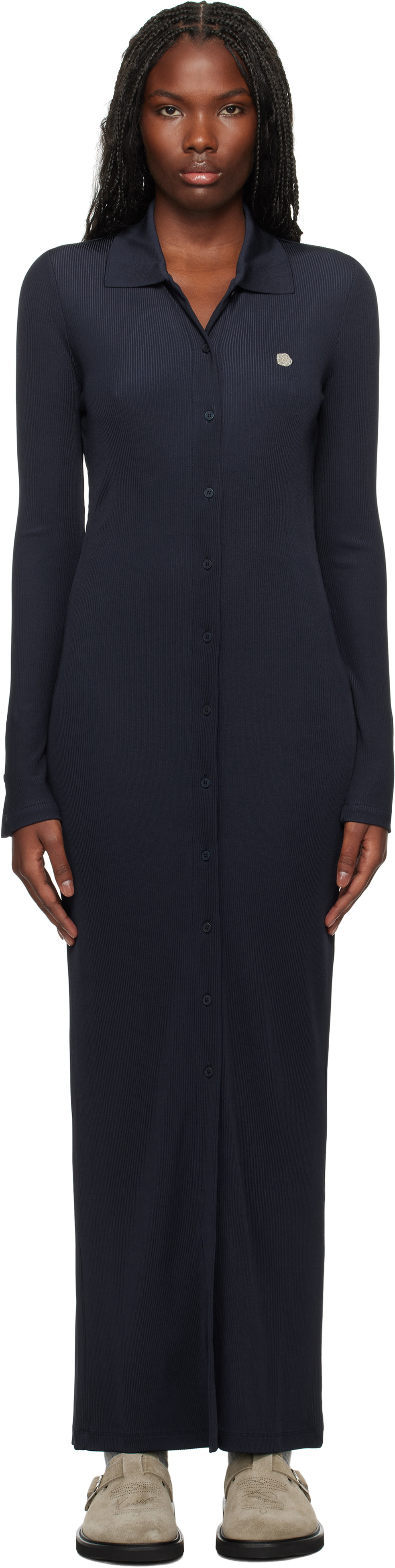 Kenzo Navy Kenzo Paris Long Rib Cardigan Maxi Dress