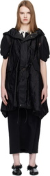 sacai Black Quilted Satin Hooded Vest