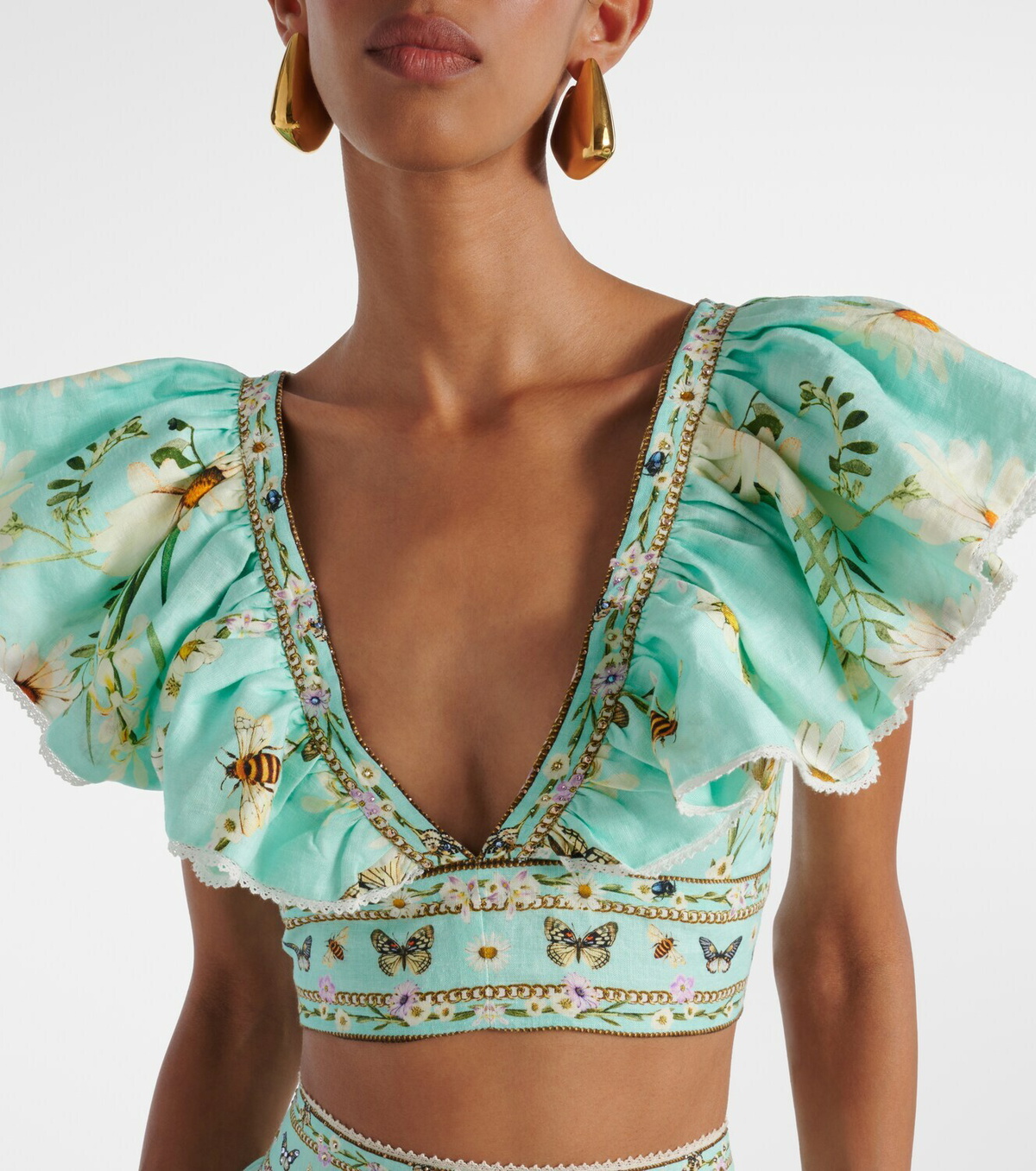 Camilla Floral linen crop top