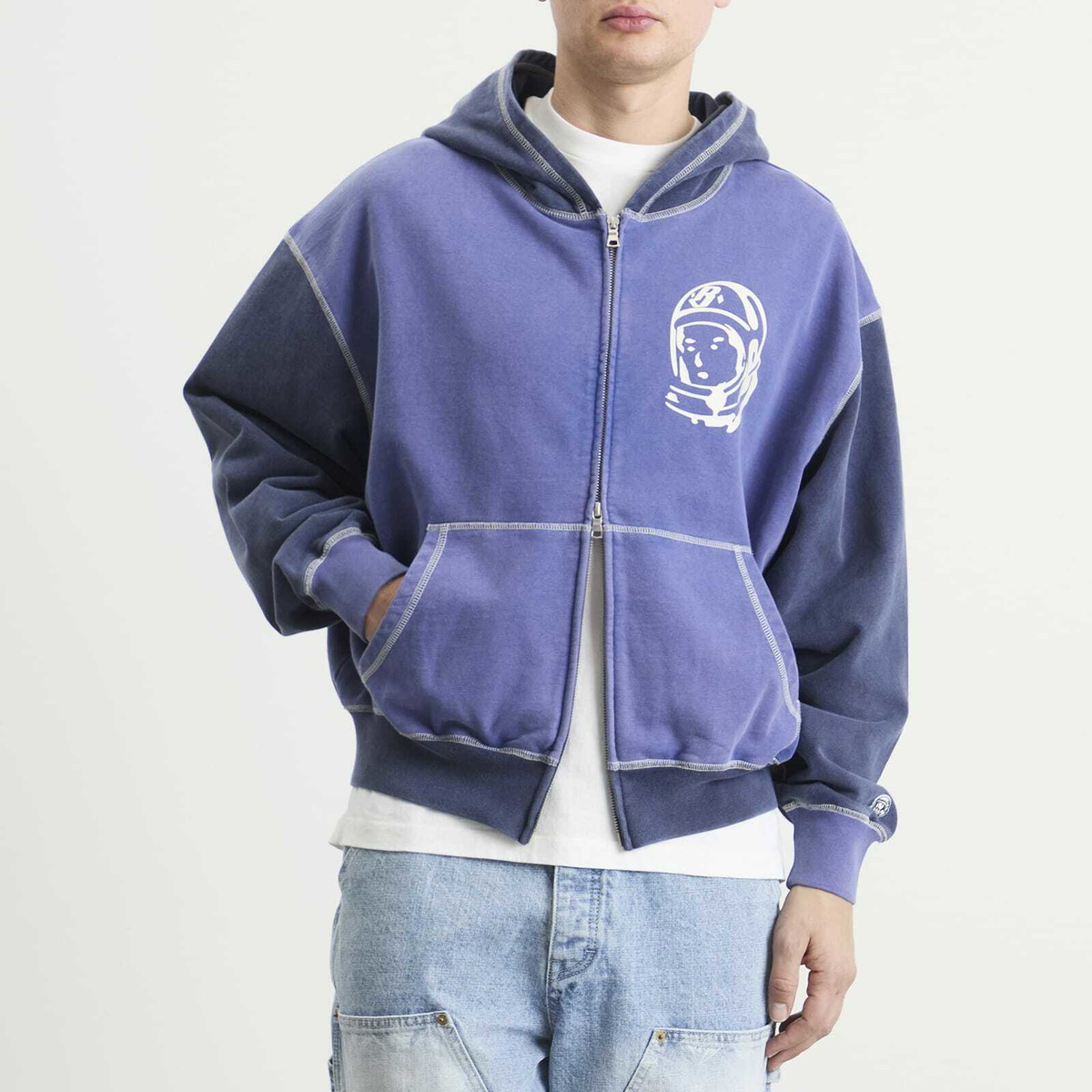 Billionaire Boys Club Men's Oversized College Zip Hoodie in Indigo