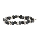 Alexander McQueen Grey and Black Beaded Skull Bracelet