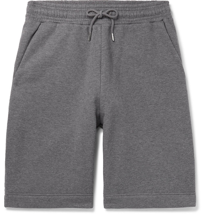 Photo: Ninety Percent - Wide-Leg Mélange Loopback Organic Cotton-Jersey Drawstring Shorts - Gray