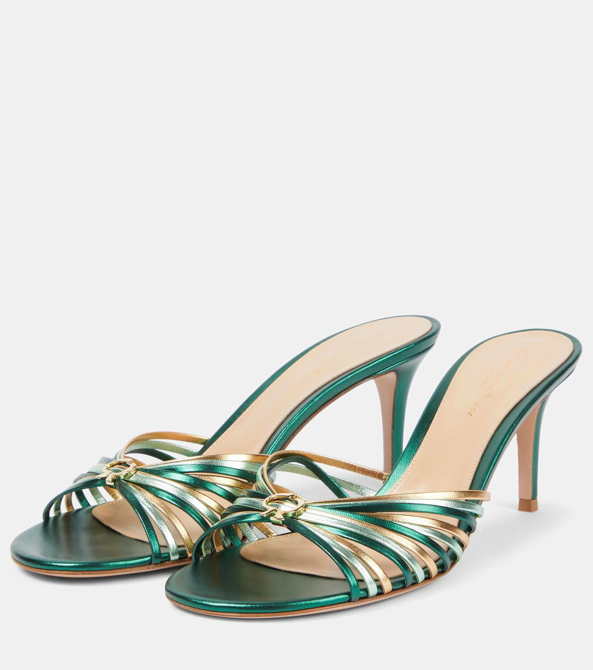 Gianvito Rossi Vyna 70 metallic leather mules
