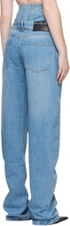 Mugler Blue High-Waisted Corset Jeans