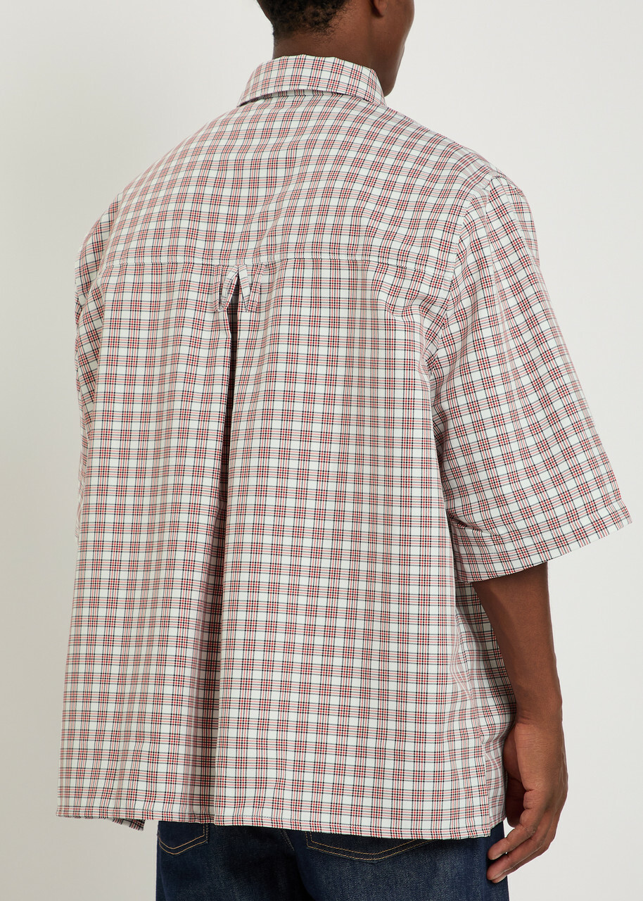 Willy Chavarria Corcoran Checked Twill Shirt Red And White