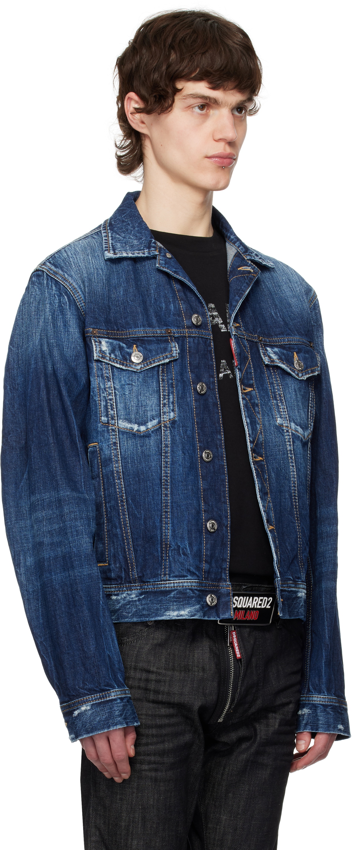 Dsquared2 Blue Be Cool Be Nice Wash L.A. Jean Denim Jacket