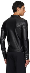Courrèges Black Zipped Biker Faux-Leather Jacket