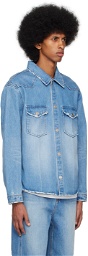 Recto Blue Press-Stud Denim Shirt